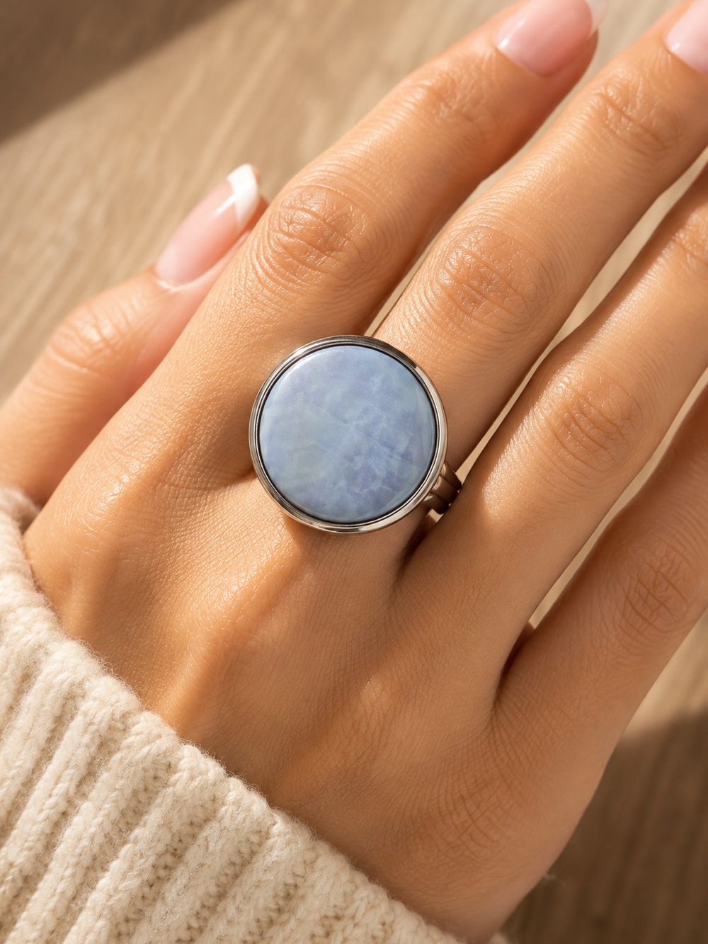 Erica Lyons Blue Stone Adjustable Silver Ring